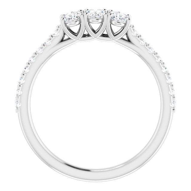 0.80 ct. Oval & Round Cut Diamond Wedding Band 3 Stone Style Ring-VIRABYANI